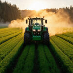 Tracteur enjambeur dans la viticulture