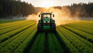 Tracteur enjambeur dans la viticulture
