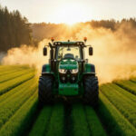 Tracteur enjambeur dans la viticulture